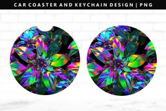 Flower Keychain And Car Coaster Sublimation Design Product Image 1