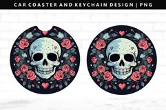 Skull Keychain And Car Coaster Sublimation Design Product Image 1