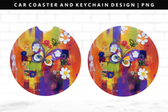 Butterfly Keychain And Car Coaster Sublimation Design Product Image 1