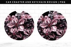 Flower Keychain And Car Coaster Sublimation Design Product Image 1