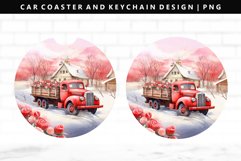 Truck Keychain And Car Coaster Sublimation Design Product Image 1