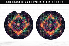 Mandala Keychain And Car Coaster Sublimation Design Product Image 1
