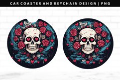 Skull Keychain And Car Coaster Sublimation Design Product Image 1