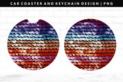 Sequin Keychain And Car Coaster Sublimation Design Product Image 1