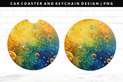 Rainbow Keychain And Car Coaster Sublimation Design Product Image 1