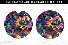 Flower Keychain And Car Coaster Sublimation Design Product Image 1
