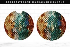 Sequin Keychain And Car Coaster Sublimation Design Product Image 1