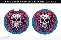 Skull Keychain And Car Coaster Sublimation Design Product Image 1