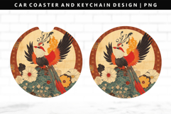 Hanafuda Keychain And Car Coaster Sublimation Design Product Image 1