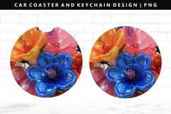Flower Keychain And Car Coaster Sublimation Design Product Image 1