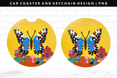 Butterfly Keychain And Car Coaster Sublimation Design Product Image 1