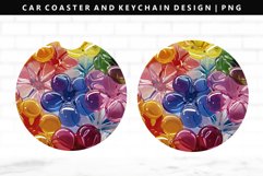 Flower Keychain And Car Coaster Sublimation Design Product Image 1