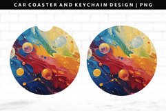 Rainbow Keychain And Car Coaster Sublimation Design Product Image 1