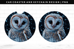 Owl Keychain And Car Coaster Sublimation Design Product Image 1