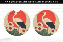 Hanafuda Keychain And Car Coaster Sublimation Design Product Image 1
