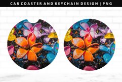 Flower Keychain And Car Coaster Sublimation Design Product Image 1