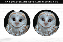 Owl Keychain And Car Coaster Sublimation Design Product Image 1