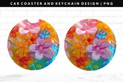 Flower Keychain And Car Coaster Sublimation Design Product Image 1