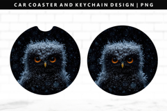 Owl Keychain And Car Coaster Sublimation Design Product Image 1