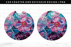 Flower Keychain And Car Coaster Sublimation Design Product Image 1