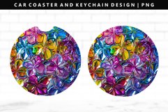 Flower Keychain And Car Coaster Sublimation Design Product Image 1