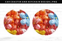 Flower Keychain And Car Coaster Sublimation Design Product Image 1