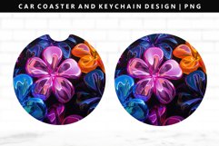 Flower Keychain And Car Coaster Sublimation Design Product Image 1