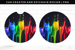 Rainbow Keychain And Car Coaster Sublimation Design Product Image 1