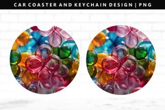 Flower Keychain And Car Coaster Sublimation Design Product Image 1