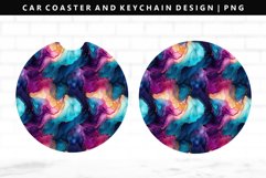 Alcohol Ink Keychain And Car Coaster Sublimation Design Product Image 1