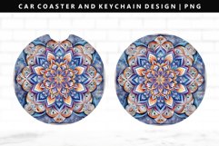 Mandala Keychain And Car Coaster Sublimation Design Product Image 1