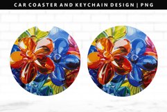 Flower Keychain And Car Coaster Sublimation Design Product Image 1