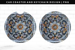 Mandala Keychain And Car Coaster Sublimation Design Product Image 1