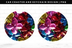 Flower Keychain And Car Coaster Sublimation Design Product Image 1