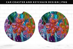 Flower Keychain And Car Coaster Sublimation Design Product Image 1