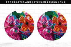 Flower Keychain And Car Coaster Sublimation Design Product Image 1