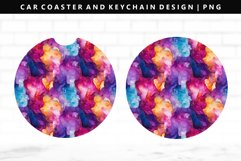 Alcohol Ink Keychain And Car Coaster Sublimation Design Product Image 1