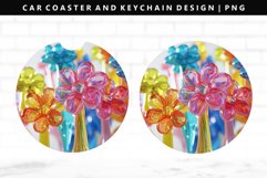 Flower Keychain And Car Coaster Sublimation Design Product Image 1