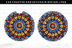Mandala Keychain And Car Coaster Sublimation Design Product Image 1