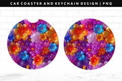Flower Keychain And Car Coaster Sublimation Design Product Image 1