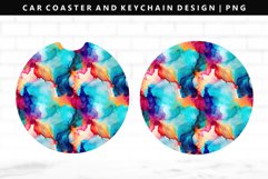 Alcohol Ink Keychain And Car Coaster Sublimation Design Product Image 1