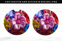 Flower Keychain And Car Coaster Sublimation Design Product Image 1