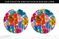 Flower Keychain And Car Coaster Sublimation Design Product Image 1
