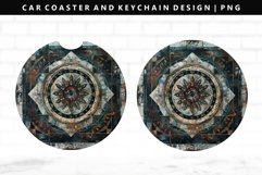 Mandala Keychain And Car Coaster Sublimation Design Product Image 1