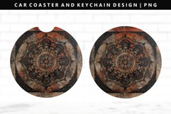 Mandala Keychain And Car Coaster Sublimation Design Product Image 1