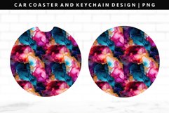Alcohol Ink Keychain And Car Coaster Sublimation Design Product Image 1