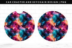 Alcohol Ink Keychain And Car Coaster Sublimation Design Product Image 1