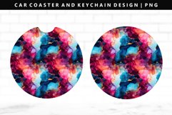 Alcohol Ink Keychain And Car Coaster Sublimation Design Product Image 1