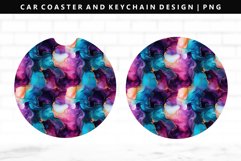 Alcohol Ink Keychain And Car Coaster Sublimation Design Product Image 1