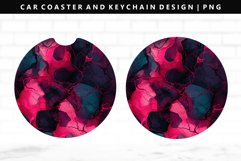 Alcohol Ink Keychain And Car Coaster Sublimation Design Product Image 1